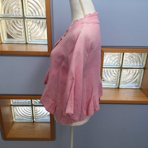 Hot Pink Linen Jacket or Top OS by JS Millenium - Picture 5 of 9